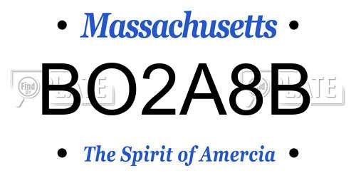 BO2A8B Massachusetts License Plate