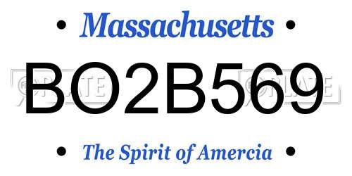 BO2B569 Massachusetts License Plate