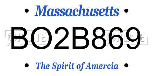 BO2B869 Massachusetts License Plate