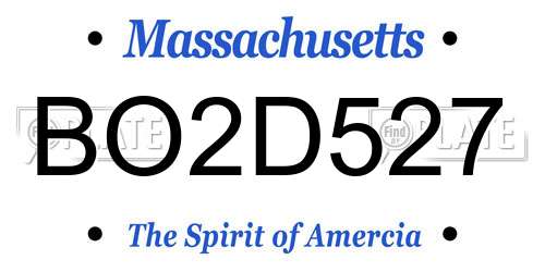 BO2D527 Massachusetts License Plate
