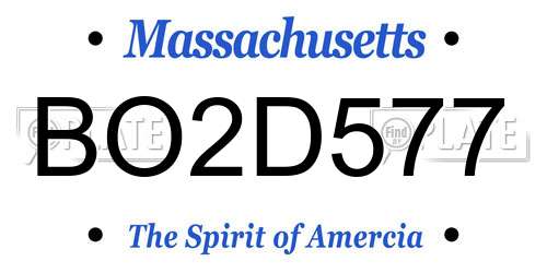BO2D577 Massachusetts License Plate