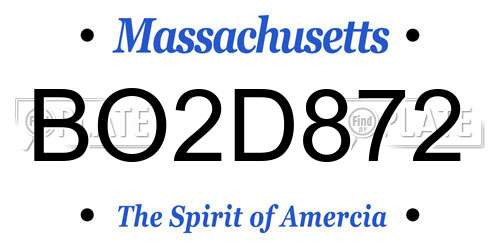 BO2D872 Massachusetts License Plate