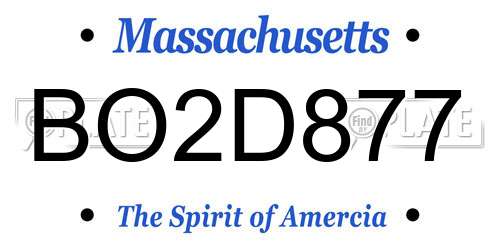 BO2D877 Massachusetts License Plate