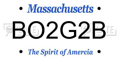 BO2G2B Massachusetts License Plate
