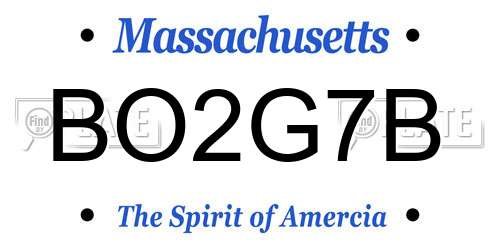 BO2G7B Massachusetts License Plate