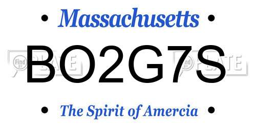 BO2G7S Massachusetts License Plate