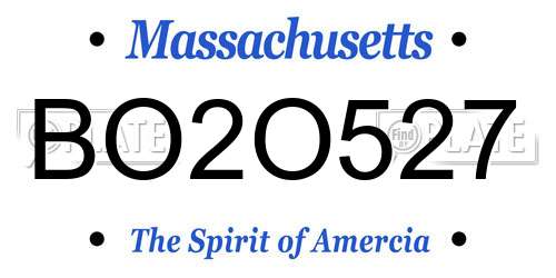 BO2O527 Massachusetts License Plate
