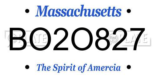 BO2O827 Massachusetts License Plate