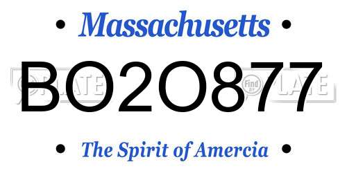 BO2O877 Massachusetts License Plate