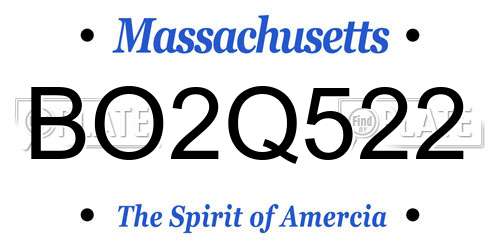 BO2Q522 Massachusetts License Plate
