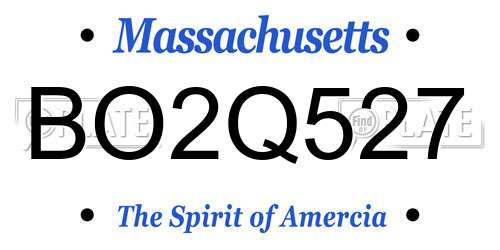 BO2Q527 Massachusetts License Plate