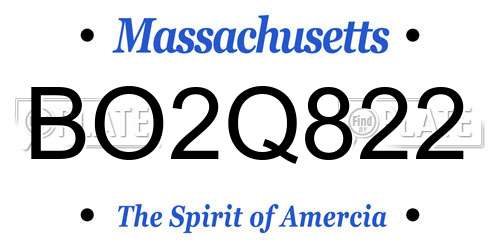 BO2Q822 Massachusetts License Plate