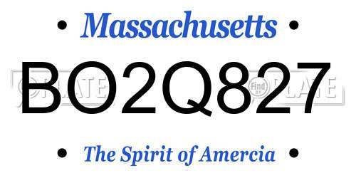 BO2Q827 Massachusetts License Plate