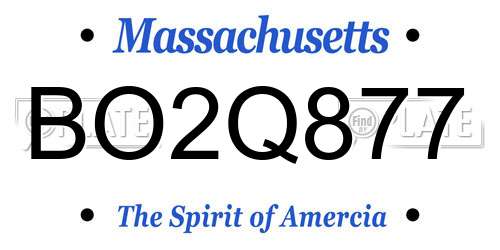 BO2Q877 Massachusetts License Plate