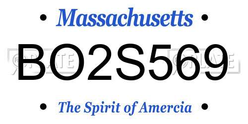 BO2S569 Massachusetts License Plate
