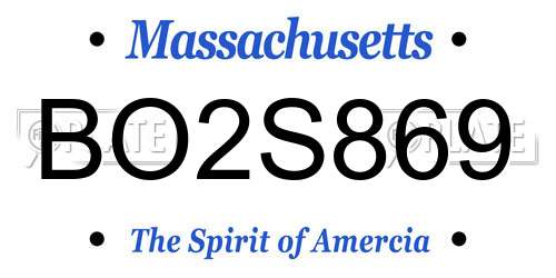 BO2S869 Massachusetts License Plate