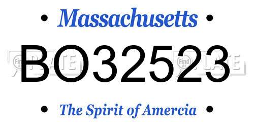 BO32523 Massachusetts License Plate