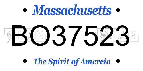 BO37523 Massachusetts License Plate