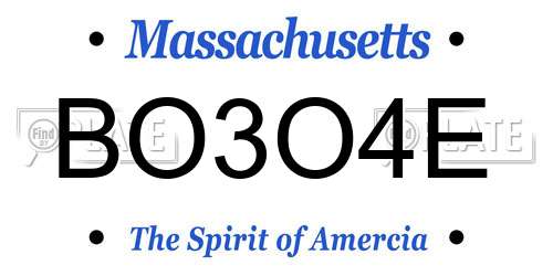BO3O4E Massachusetts License Plate