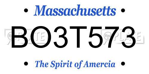 BO3T573 Massachusetts License Plate