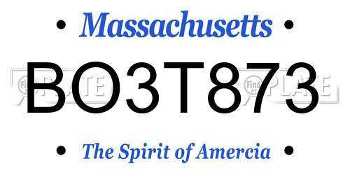 BO3T873 Massachusetts License Plate