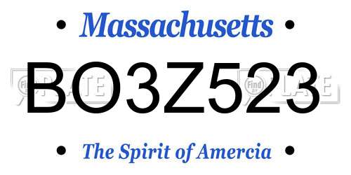 BO3Z523 Massachusetts License Plate