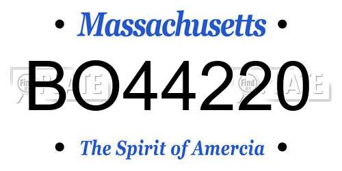 BO44220 Massachusetts License Plate