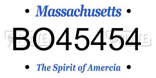 BO45454 Massachusetts License Plate