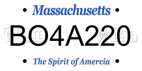 BO4A220 Massachusetts License Plate
