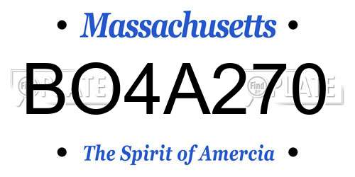 BO4A270 Massachusetts License Plate