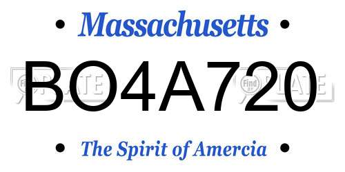 BO4A720 Massachusetts License Plate