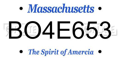 BO4E653 Massachusetts License Plate