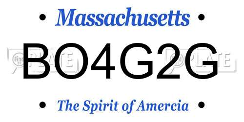 BO4G2G Massachusetts License Plate