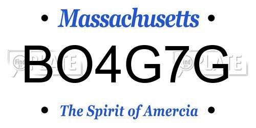 BO4G7G Massachusetts License Plate
