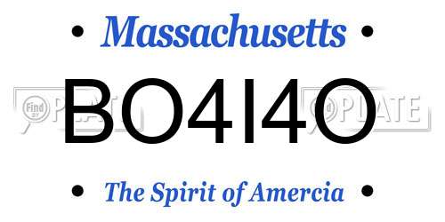 BO4I4O Massachusetts License Plate