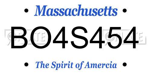 BO4S454 Massachusetts License Plate