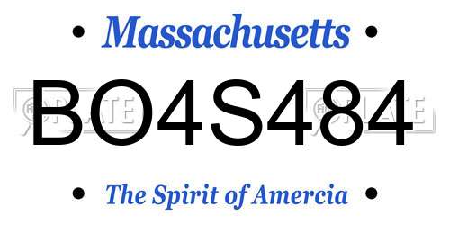 BO4S484 Massachusetts License Plate