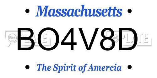 BO4V8D Massachusetts License Plate