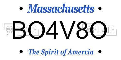 BO4V8O Massachusetts License Plate