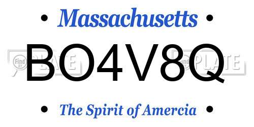 BO4V8Q Massachusetts License Plate