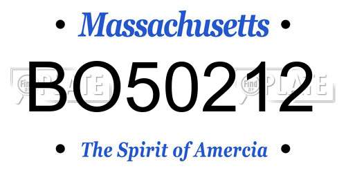 BO50212 Massachusetts License Plate