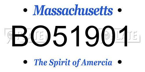 BO51901 Massachusetts License Plate