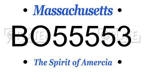 BO55553 Massachusetts License Plate