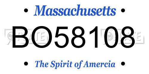 BO58108 Massachusetts License Plate