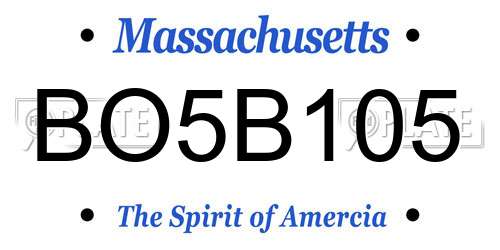 BO5B105 Massachusetts License Plate