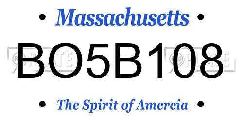 BO5B108 Massachusetts License Plate