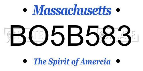 BO5B583 Massachusetts License Plate