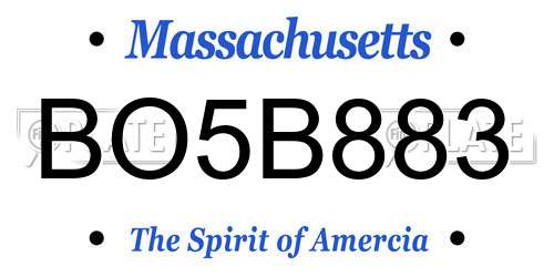 BO5B883 Massachusetts License Plate