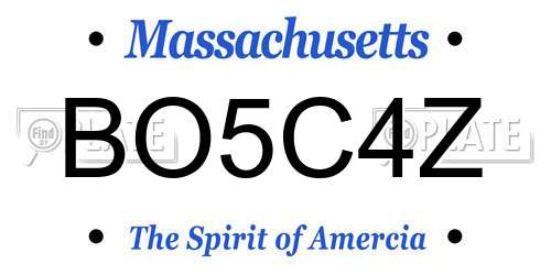 BO5C4Z Massachusetts License Plate