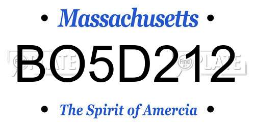 BO5D212 Massachusetts License Plate